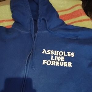 ALF A-holes Live Forever Men's Blue XXL Zip Up Hoodie